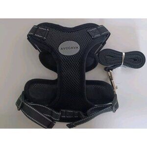 AVCCAVA Pet Harness With Leash Soft Breathable Reflective Strip Size: SM Black